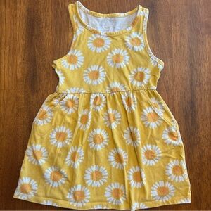 Yellow Sleeveless Daisy Dress | Girls XS 4-5 | Floral Sundress | Wonder Nation